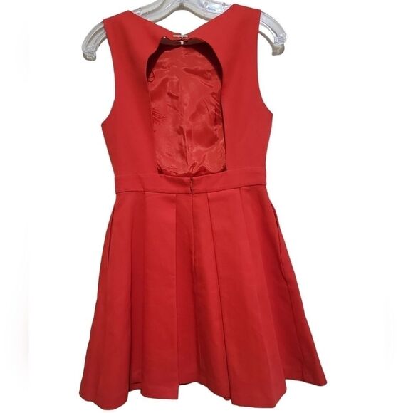 Zara Women's Orange Sleeveless Open Back Fit and Flare Sleeveless Dress Sz Small - Picture 2 of 8